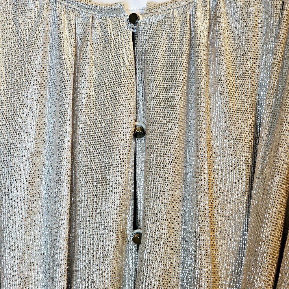 Sabina Musayev Anthro Gold Tiny Tile Raised Texture Blouson Dress & Waist Tie, M - Picture 6 of 12